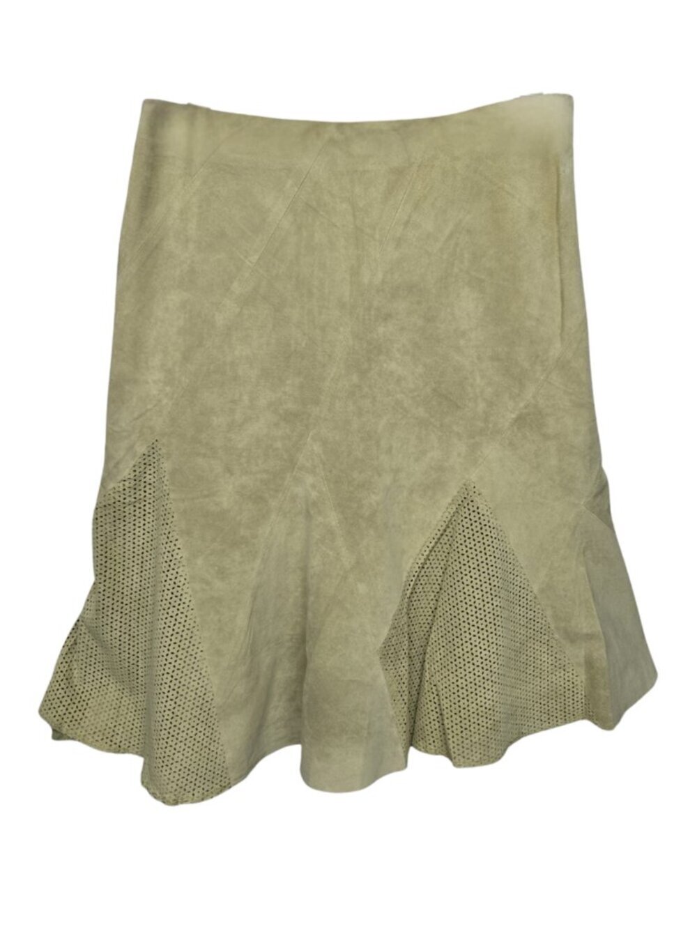 Skotts Suede Flare Skirt Chartreuse Lined Size 8 Coastal Cowgirl Western Chic
